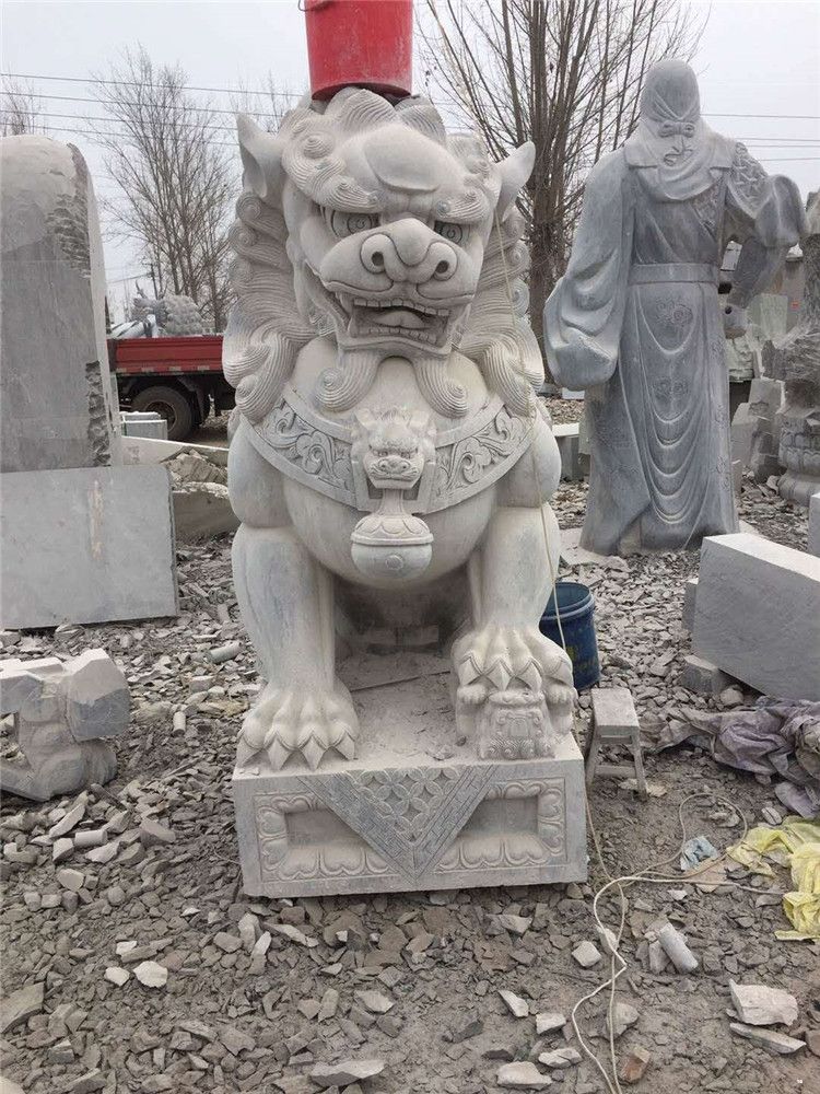 仿古石狮 精美动物石狮子 中式现代天安门雕塑石狮 仿古卧狮汉白玉