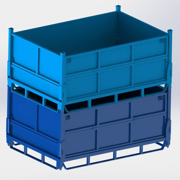 可折叠周转箱 金属料箱可堆高周转箱废料箱铁皮箱折叠周转箱 钢制金属料箱