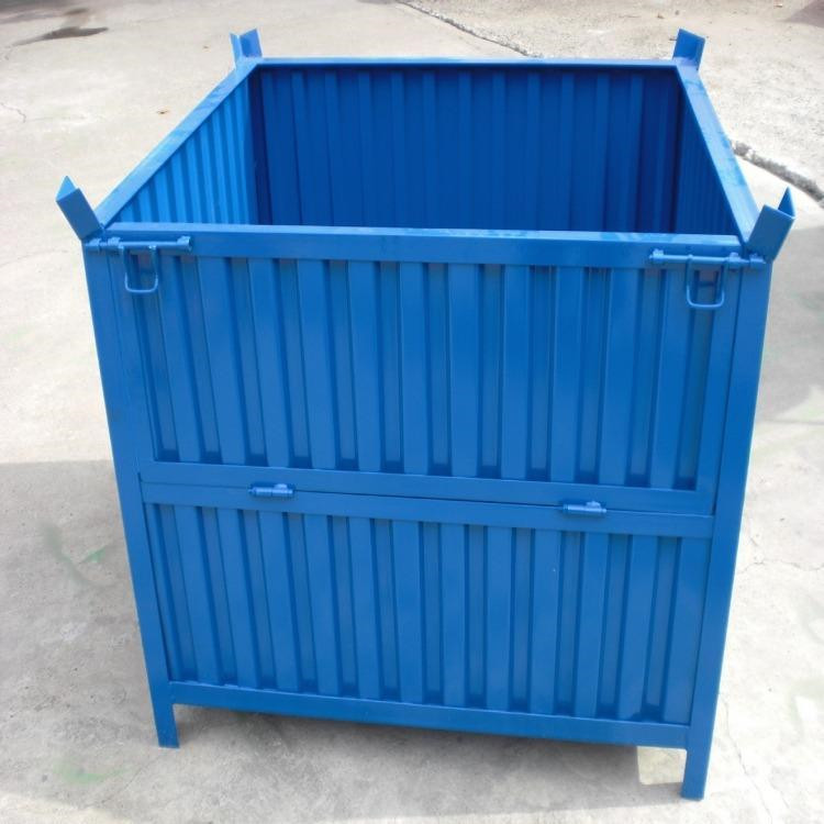 濰坊網格料箱 鋼制料箱 折疊堆垛金屬料箱 鐵料箱廠家 品種全款式多 青島金屬料箱