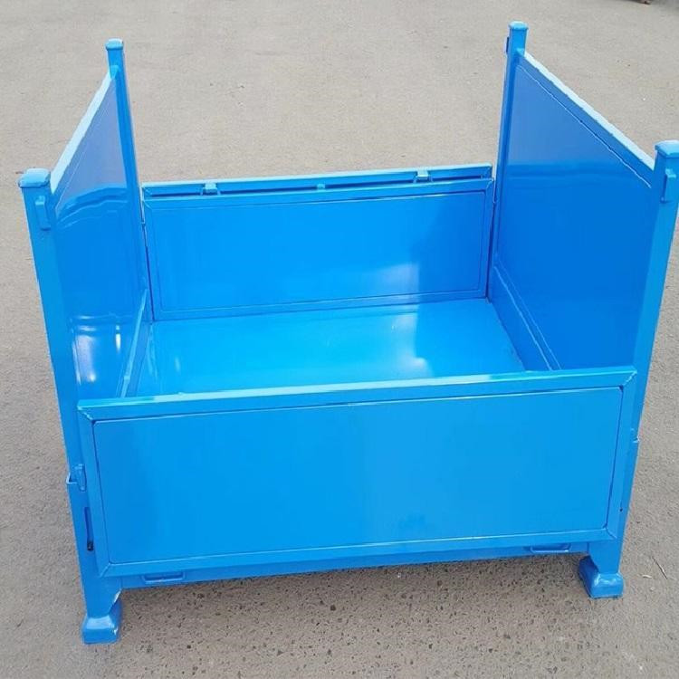 淄博可折疊周轉箱 訂制金屬料箱車間倉庫周轉鐵筐金屬周轉箱 濰坊網格料箱