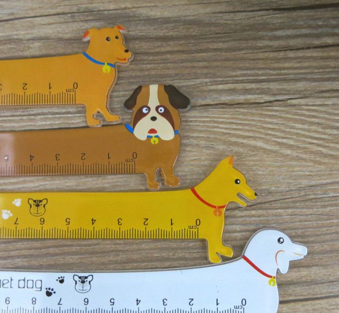 厂家直销动物小狗直尺 卡通迷你直尺15cm数学课测量尺子批发
