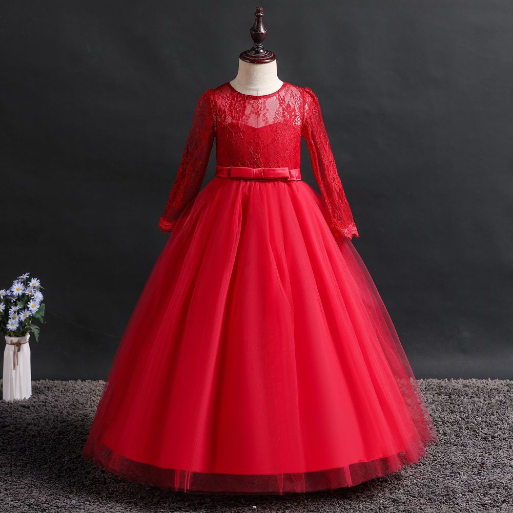 秋季女童长款公主裙 连衣裙女孩蓬蓬裙直销 批发儿童连衣裙 长袖花童