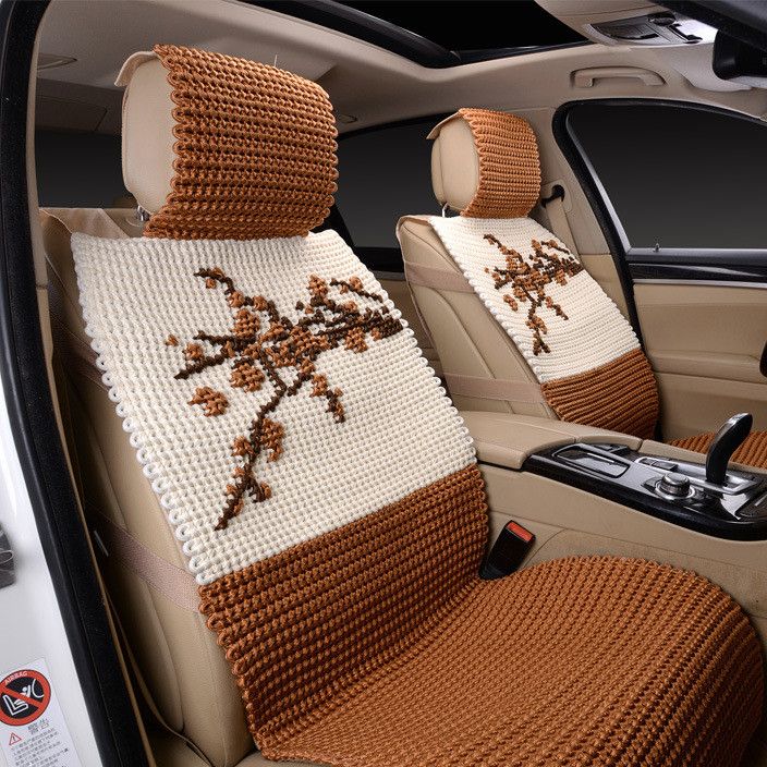 厂家批发夏季汽车坐垫手编涤纶冰丝防滑大包围座垫凉垫车垫