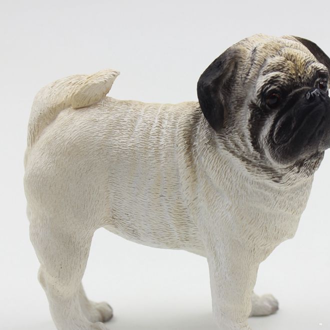 1:6丑萌哈巴狗塑料仿真动物模型摆件家犬创意礼物