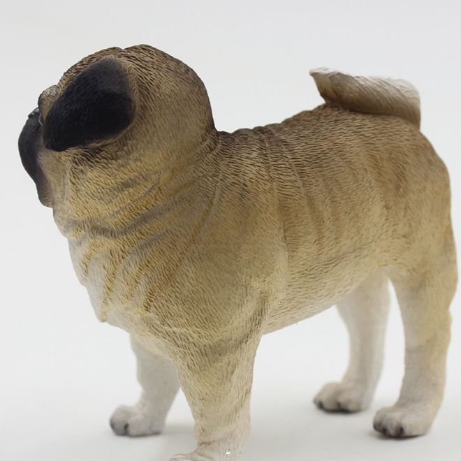 1:6丑萌哈巴狗塑料仿真动物模型摆件家犬创意礼物