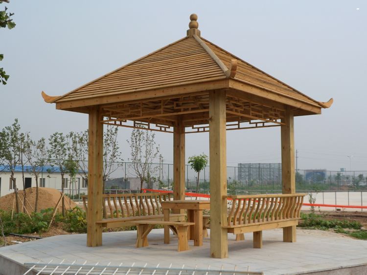 现代凉亭 防腐木亭子加工 做亭子 韩式凉亭加工长廊凉亭