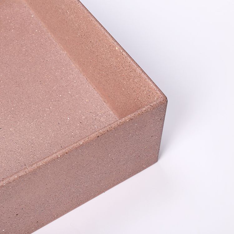 水磨石洗面盆方形台上盆 水泥洗手盆水磨石洗手盆 哑光粉色| 民宿酒店